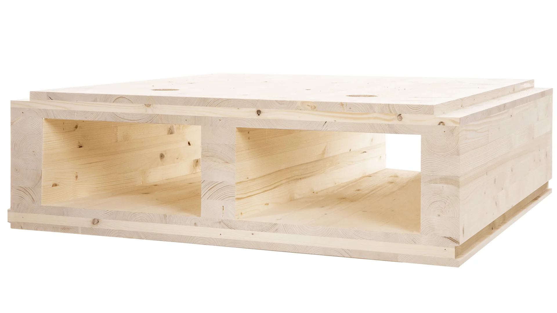 Légende du site : « best wood CLT Box » — élément caisson détouré sur fond blanc, caissons creux visibles en coupe. Plan produit officiel