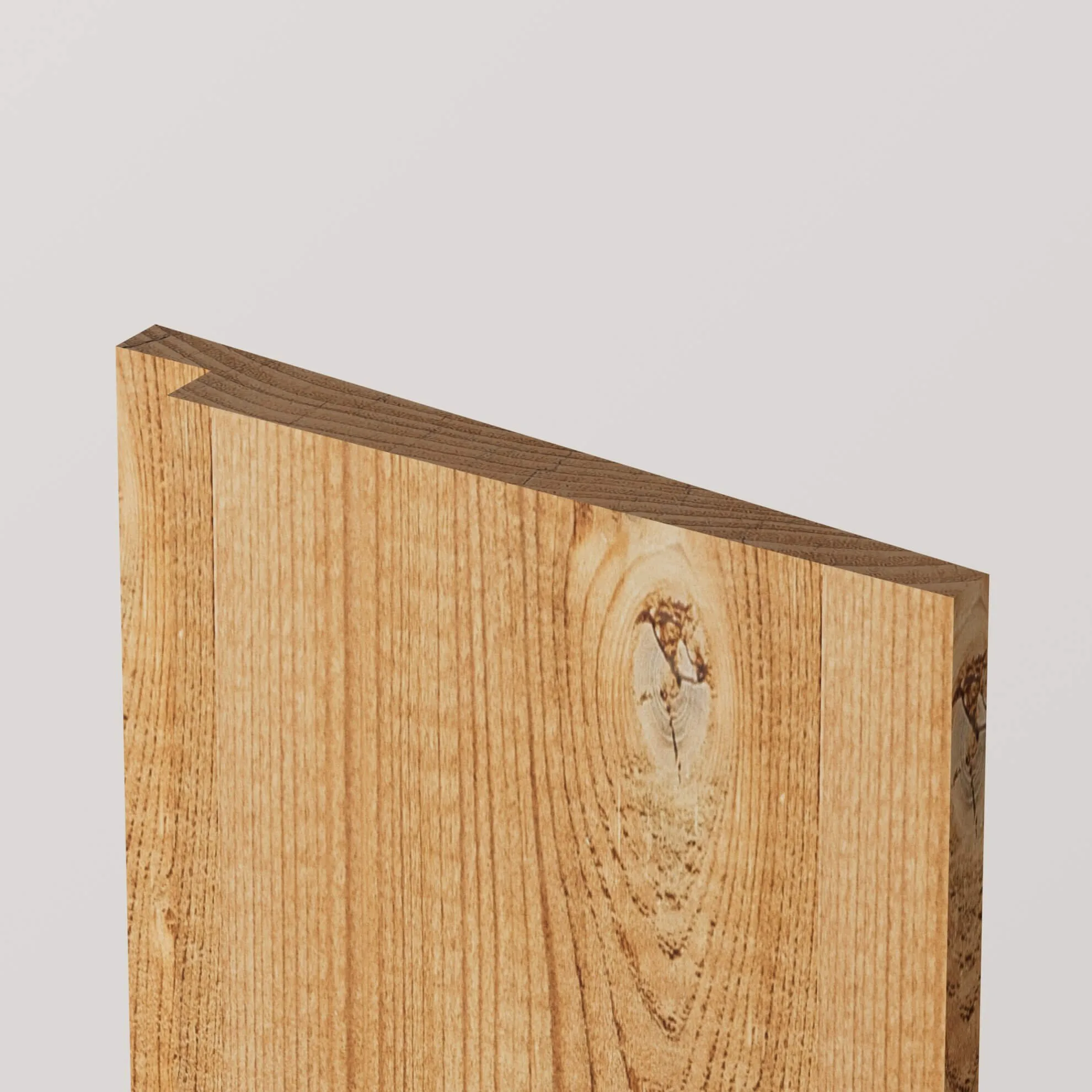 Platowood platonised spruce board, knot and wood grain visible