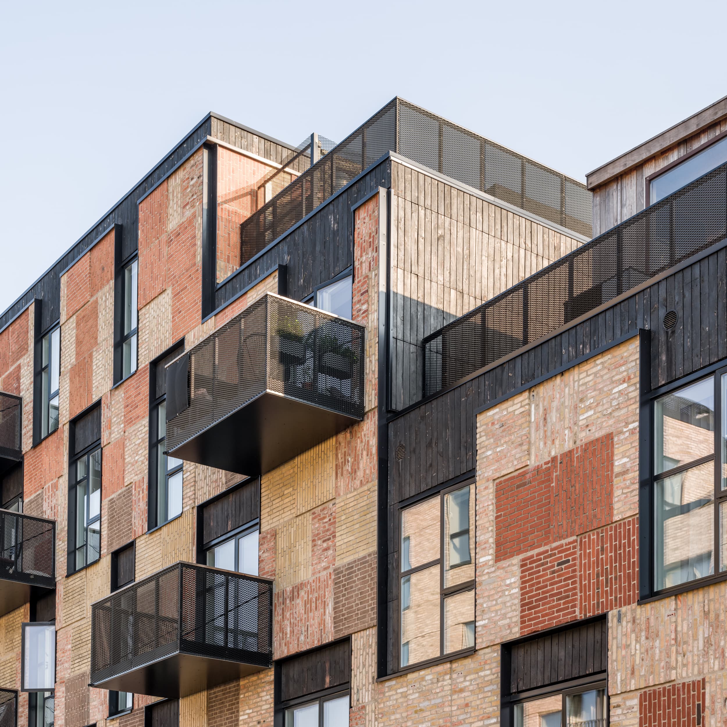 Resource Rows, Copenhague · façade en briques de réemploi